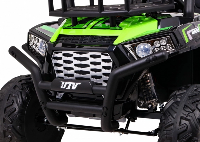 Buggy UTV Off-roader pro děti Zelená + dálkové ovládání + nosič zavazadel + pomalý start + EVA + MP3 LED