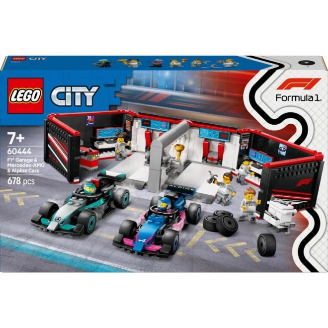 Lego City F1 garáž a vozy Mercedes-AMG a Alpine