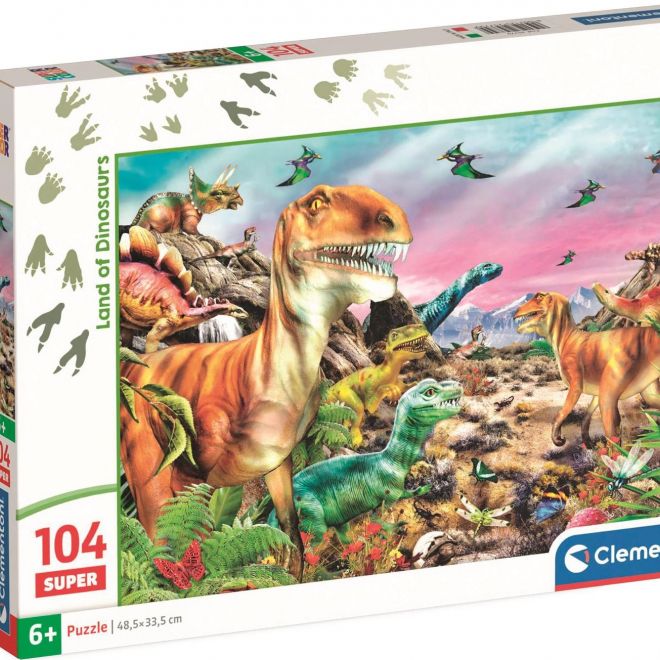 CLEMENTONI Puzzle Země dinosaurů 104 dílků