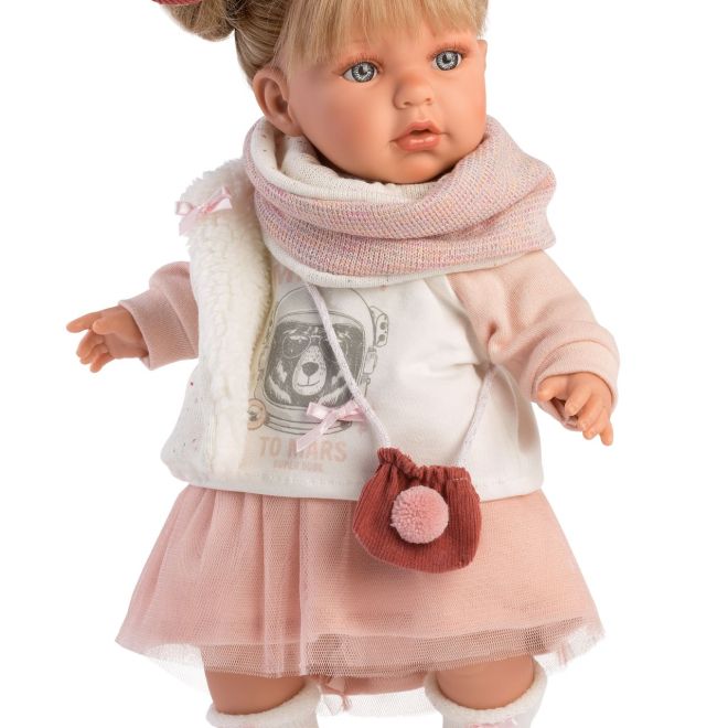 Llorens 42402 JULIA - realistická panenka se zvuky a měkkým látkovým tělem - 42 cm