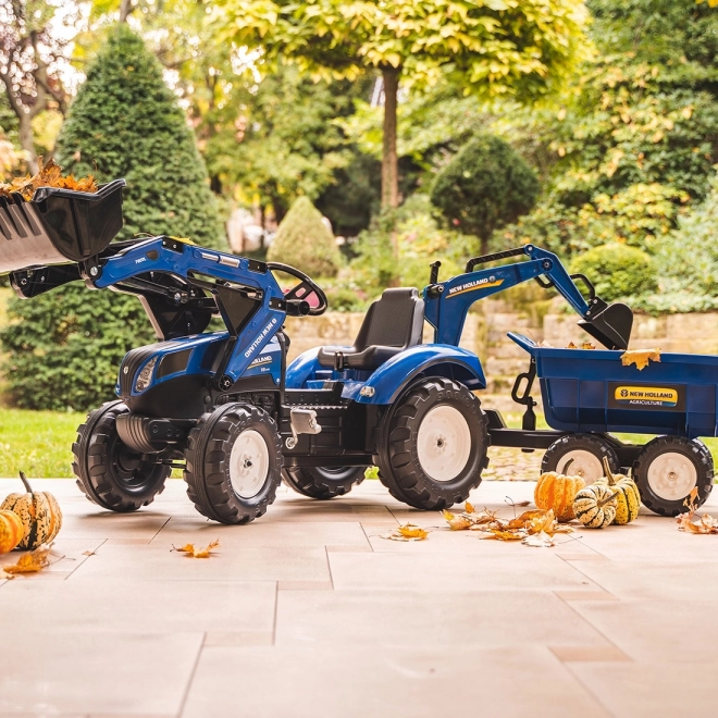 Traktor New Holland s přívěsem modrý pro děti od 3 let