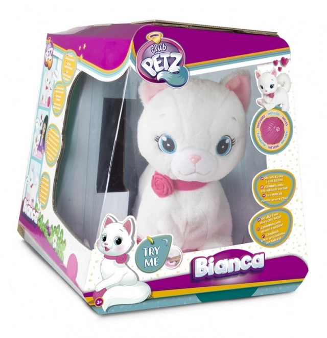 Kočka Bianca mluvící hýbající se plyš 25cm na baterie v krabici