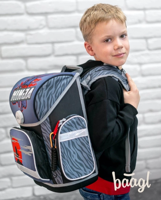 BAAGL SET 3 Ergo Ninja: aktovka, penál, sáček