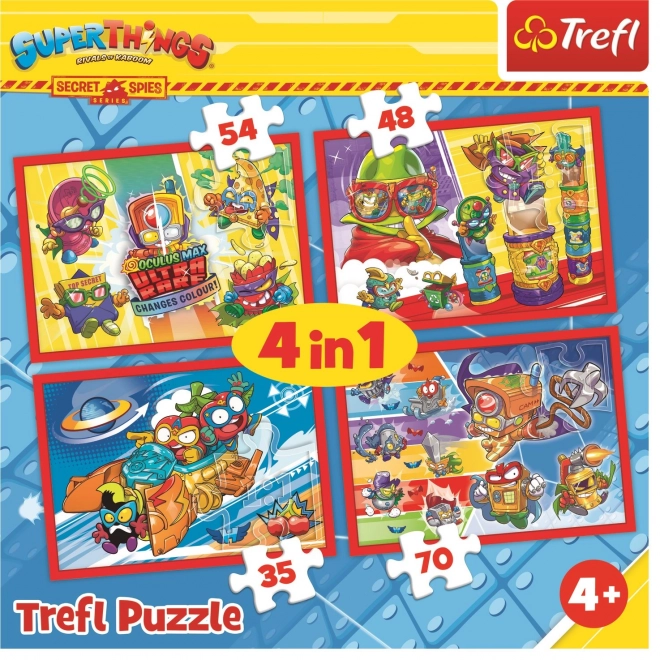 TREFL Puzzle Super Things: Tajní špióni 4v1 (35,48,54,70 dílků)