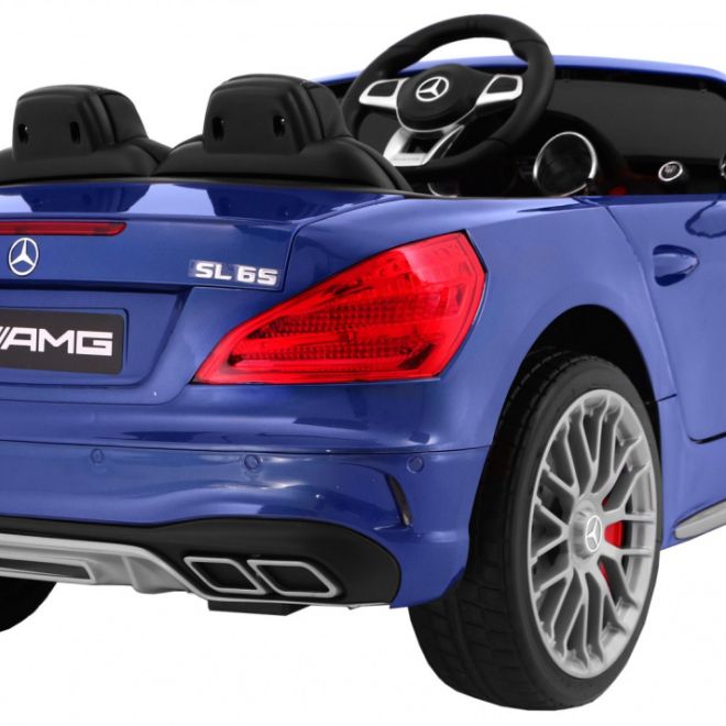 Mercedes AMG SL65 pro děti Modrá barva + Dálkové ovládání + Nosič zavazadel + Nastavení sedadla + MP3 LED + Pomalý start