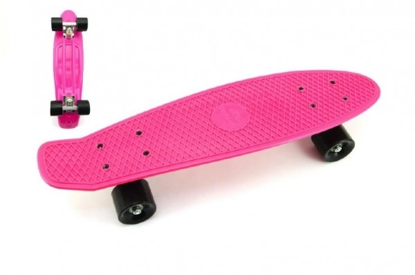 Skateboard - pennyboard 60cm nosnost 90kg, kovové osy – Černý, oranžová kola