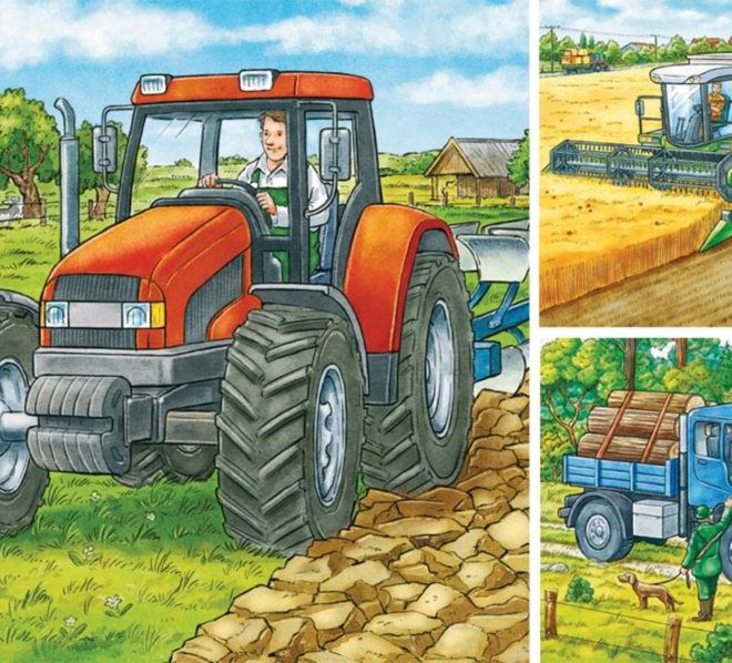 RAVENSBURGER Puzzle Zemědělské stroje 3x49 dílků