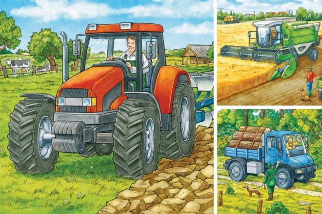 RAVENSBURGER Puzzle Zemědělské stroje 3x49 dílků