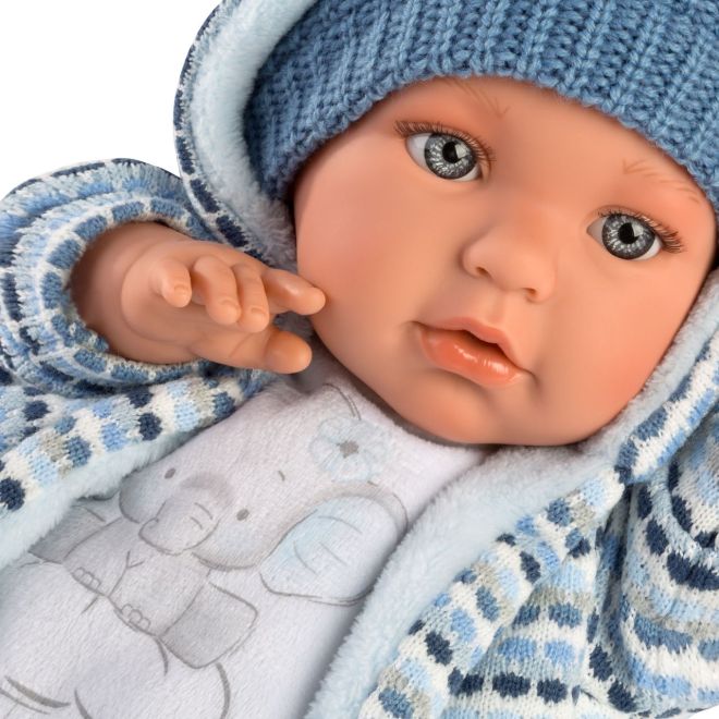 Llorens 42405 BABY ENZO - realistická panenka se zvuky a měkkým látkovým tělem - 42 cm
