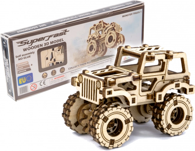 Wooden City 3D puzzle Superfast Monster Truck č.1