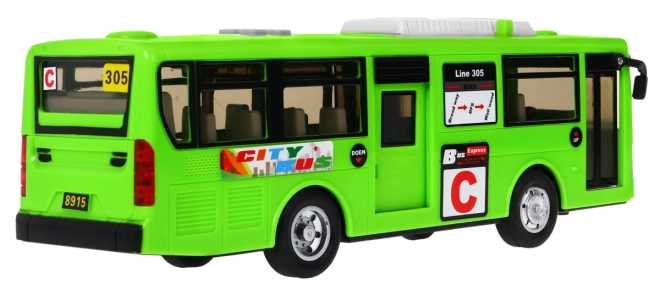 Interaktivní školní autobus + otevírací dveře + zvuky a světla – Zelený
