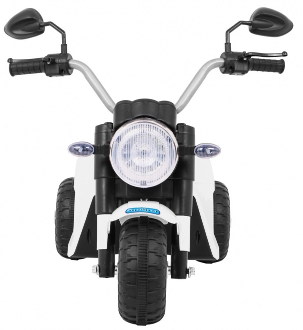 Dětské kolo MiniBike na baterie Bílé + zvuky + LED světla + eko kůže