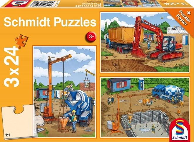 Puzzle Na staveništi 3x24 dílků