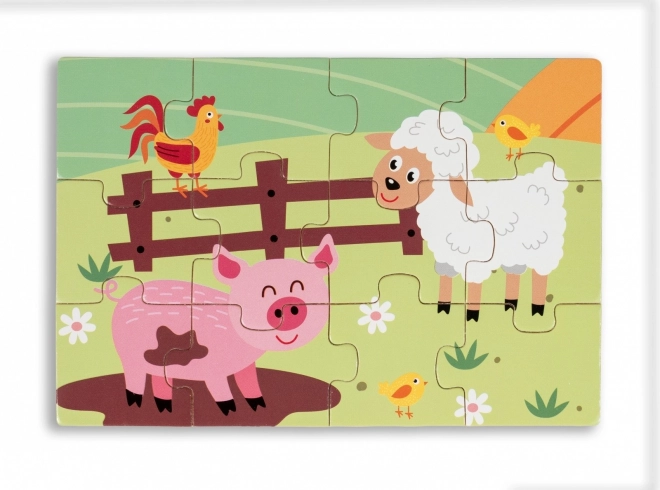 Dřevěné puzzle - život na vesnici