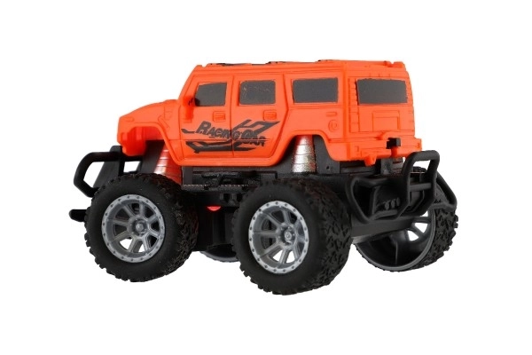 Auto RC mini truck plast 12cm 27MHz na baterie se světlem oranžové v krabici 18x11,5x10cm