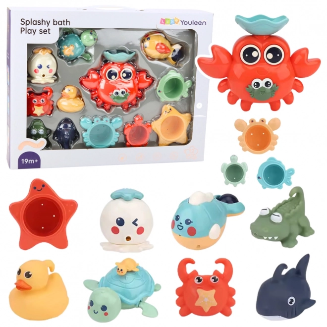 Zábavní sada do koupelny Krab a mořská zvířata