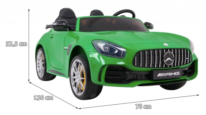 Mercedes-Benz GT R pro děti Lakovaný zelený + 4x4 + Ventilační otvor + Dálkové ovládání + EVA + MP3 LED