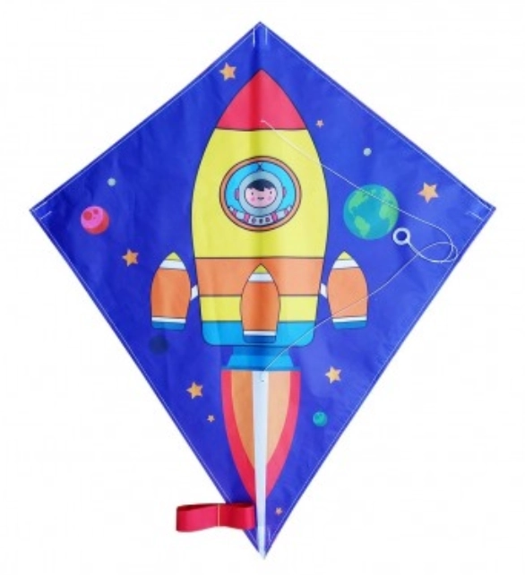 Létající drak s motivem kosmické rakety - 70 x 60 cm