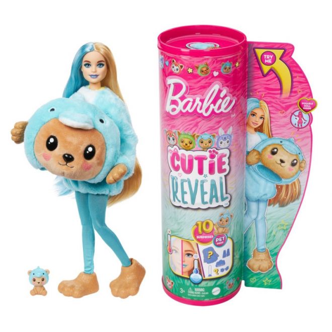Panenka Barbie Cutie Reveal Teddy Bear Doll - Delfín