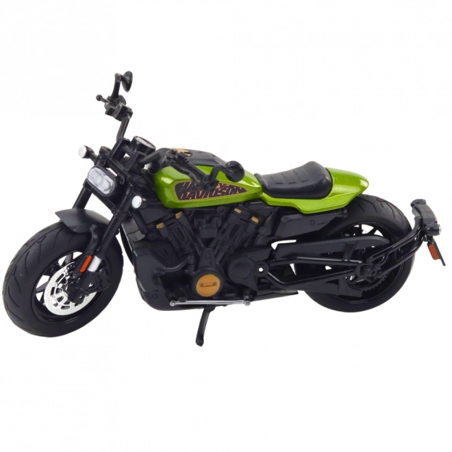 Motocykl Chopper kovový černý se zelenými prvky