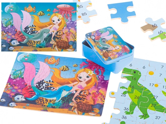 Puzzle v plechové krabičce mořská panna - 100 dílků