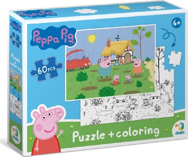 DODO Oboustranné puzzle Prasátko Peppa: Na chalupě 60 dílků