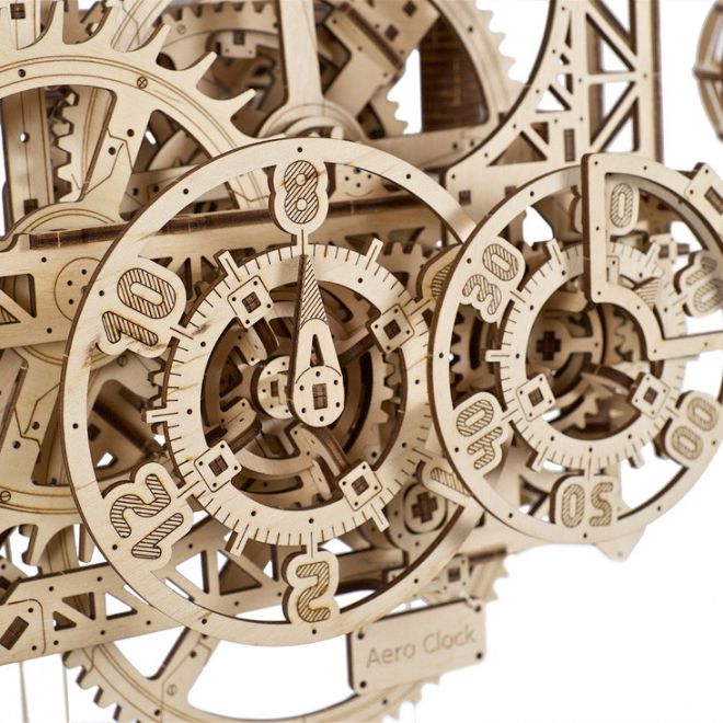 Ugears 3D dřevěné mechanické puzzle Nástěnné hodiny Aero