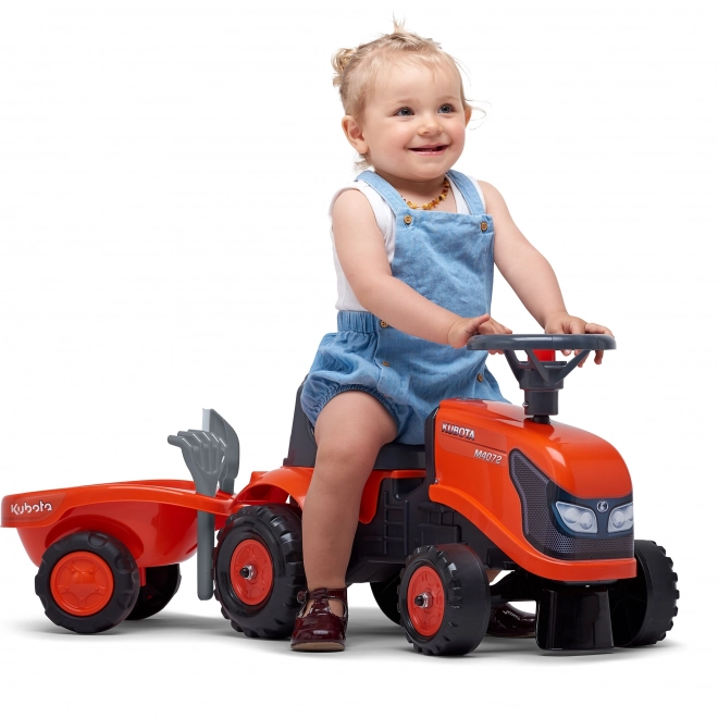 FALK 260C Baby Kubota ride-on traktor s přívěsem, hrable a lopata