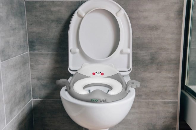 Dětská toaletní sedátko s držáky a měkkým polštářem šedé ECOTOYS