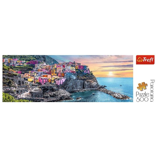 Puzzle 500 prvků Panorama Vernazza při západu slunce, Itálie
