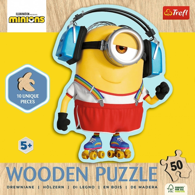 TREFL Dřevěné obrysové puzzle Mimoni: Šílený Mimoň 50 dílků