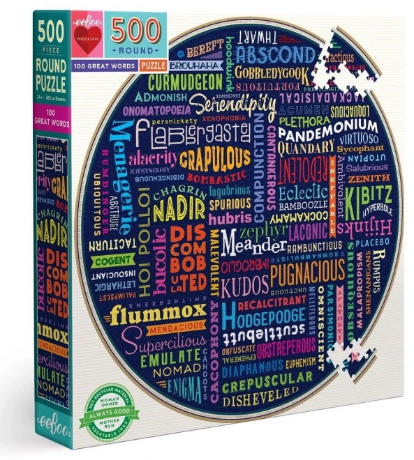 EEBOO Kulaté puzzle 100 skvělých slov 500 dílků