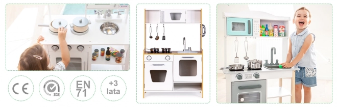 Dřevěná dětská kuchyňka s multimediálními hořáky ECOTOYS