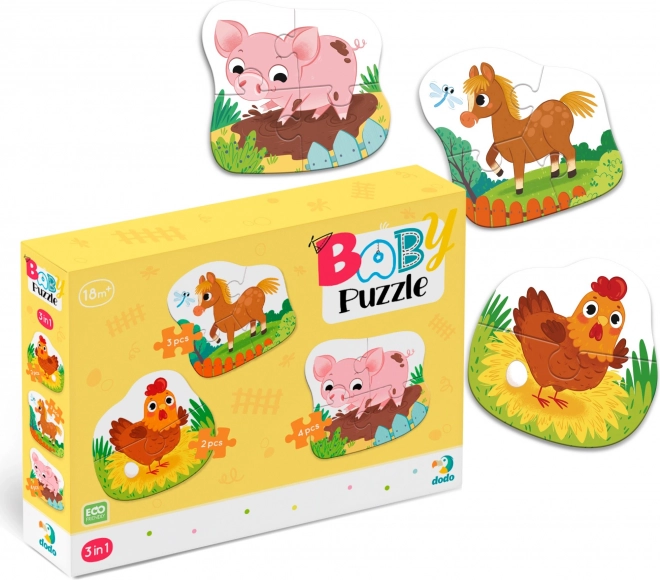 DODO Baby puzzle Zvířátka z farmy 3v1 (2,3,4 dílků)