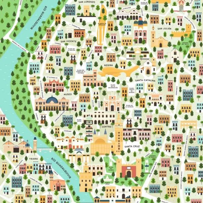 RAVENSBURGER Puzzle Mapa Sevilly 1000 dílků