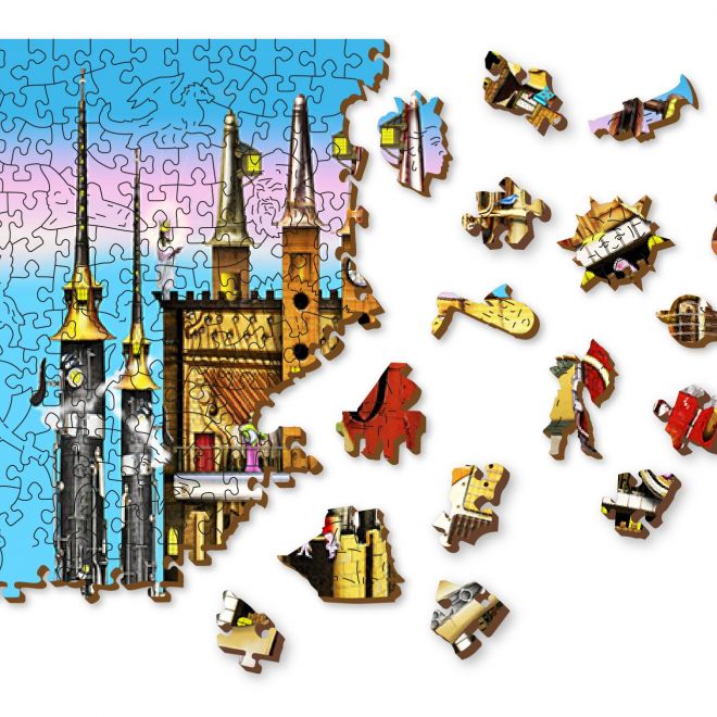 WOODEN CITY Dřevěné puzzle Hudební hrad 2v1, 1010 dílků EKO