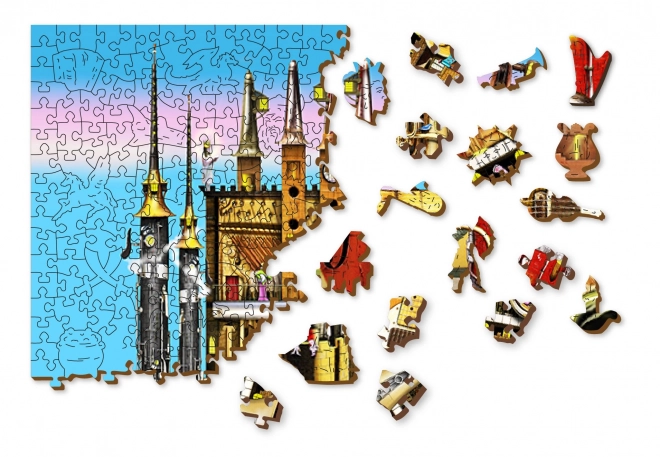 WOODEN CITY Dřevěné puzzle Hudební hrad 2v1, 1010 dílků EKO