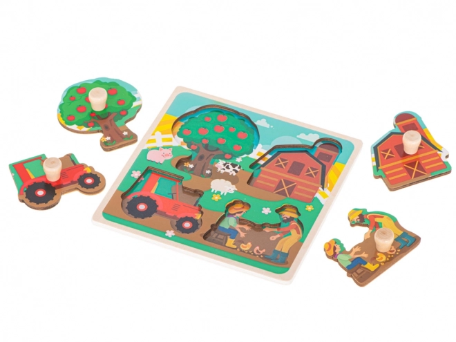 Dřevěné puzzle farma pro nejmenší děti