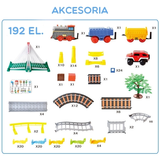 Kolejka elektrická 2v1 Závodní dráha Viadukt Auto XXL