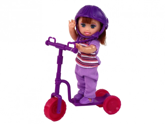 Lucy Pink Doll Set Scooter Skateboard Helmy