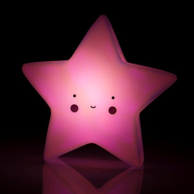 LED dětská noční lampička ve tvaru hvězdy - růžová