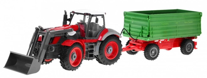 Traktor s bagrem a přívěsem pro děti 3+ Dálkově ovládaný + Pohyblivé části Červeno-zelený