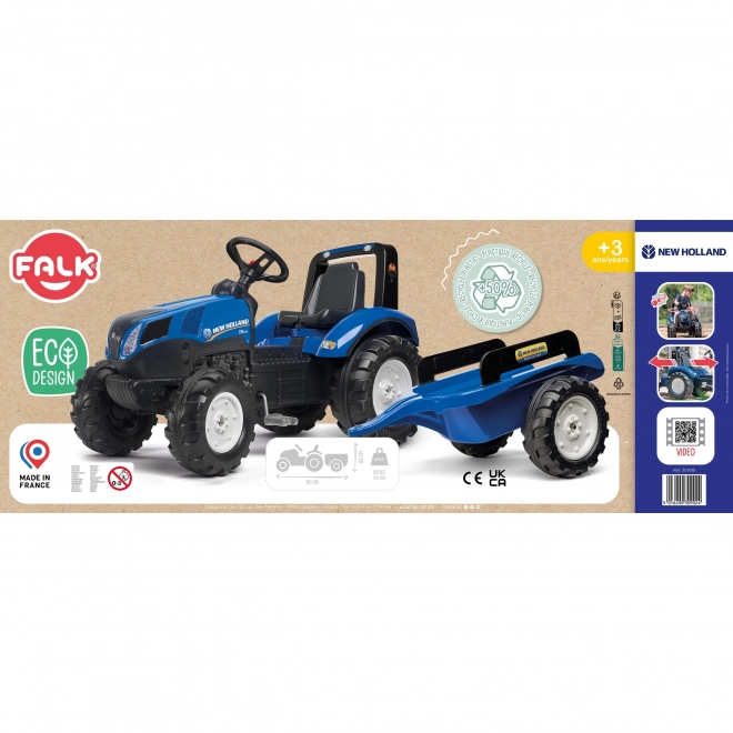 Traktor šlapací New Holland T8 modrý s valníkem