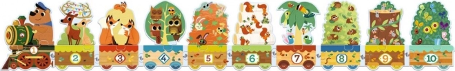 DJECO Puzzle Vlak se zvířátky a čísly 20 dílků