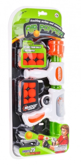 Barevná puška pro děti 4+ Vzduchový pružinový mechanismus + 12 pěnových nábojů