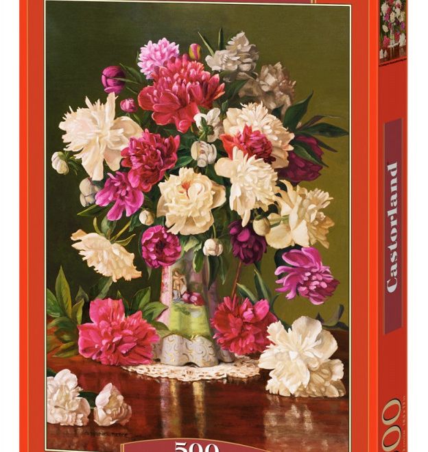 Puzzle 500 prvků Krásné pivoňky, váza, květiny