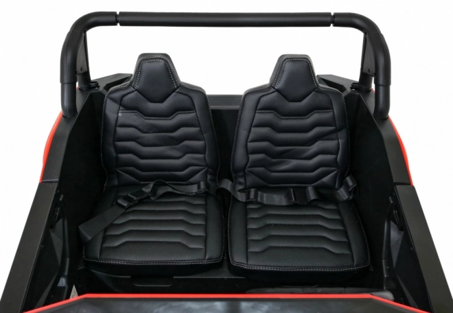 Silná závodní čtyřkolka buggy pro 2 děti Červená + Střídavý motor + Nafukovací kola + LED audio