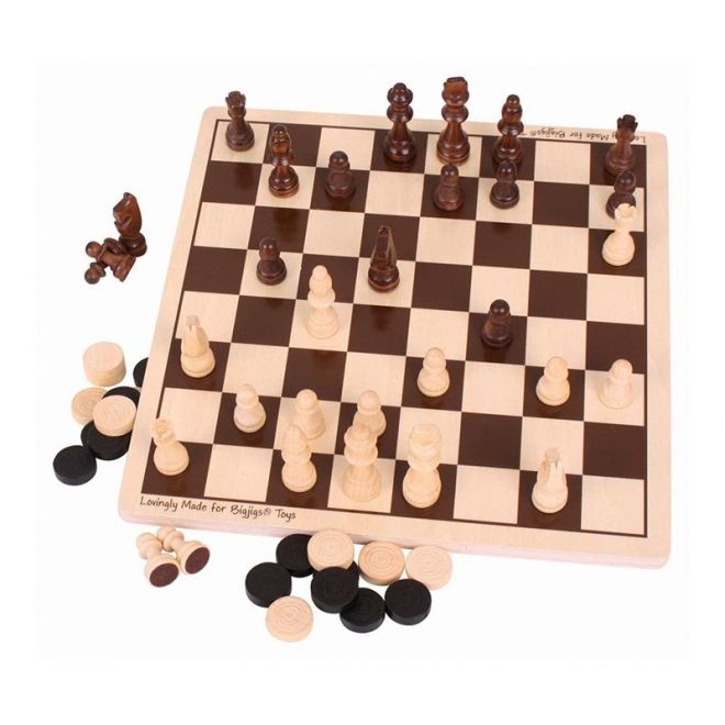 Šachy a dáma - herní set Bigjigs