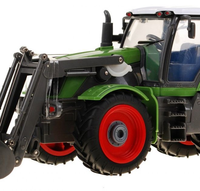 Traktor s bagrem a přívěsem pro děti 3+ Dálkově ovládaný + pohyblivé části Zeleno-červený