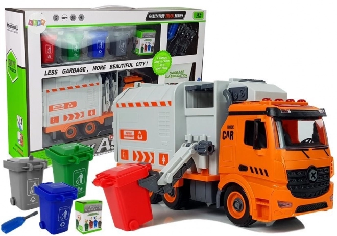 DIY Garbage Truck Set Hra na třídění odpadu Šroubovák Zvuk Světelné efekty